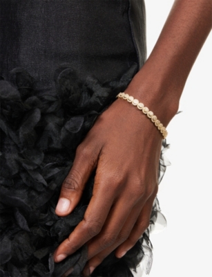 Lisa Gozlan Womens  The Mini Pavé Happy Face 18ct Yellow Gold-plated Brass And Cubic Zirconia Bracele