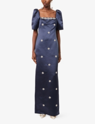 Huishan Zhang Duchesse Satin Dea Gown In Blue