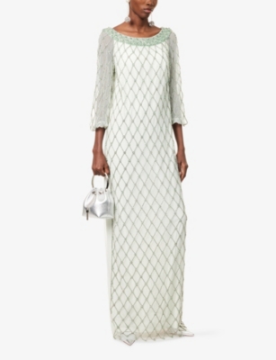 Huishan Zhang Womens  Melody Embellished Woven Gown In Green