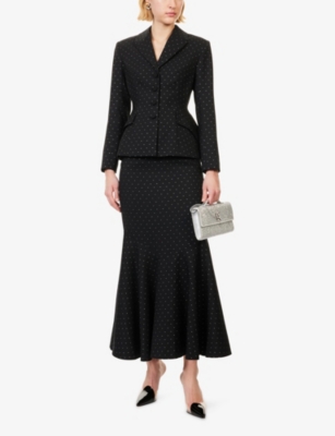 Huishan Zhang Womens Black Gill Cinched-waist Wool-blend Jacket In Black