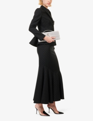 Huishan Zhang Womens Black Charly Embellished Wool-blend Maxi Skirt In Black