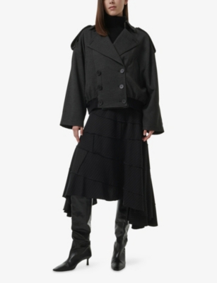 LEEM: Trench Double-Breasted Woven Bomber Jacket