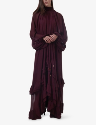 LEEM: Balloon-Sleeve Frilled Woven Kaftan