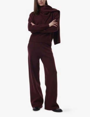 Leem Womens Red Wide-leg High-rise Knitted Trousers In Red