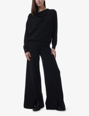 Leem Womens  Cowl-neck Knitted Wool-blend Jumper In Black