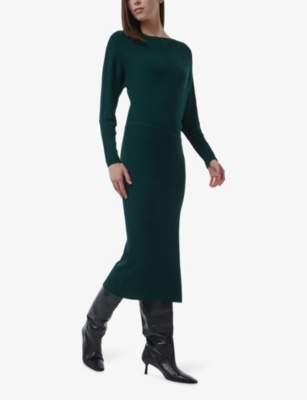 LEEM: Boat-Neck Ribbed-Knit Midi Dress