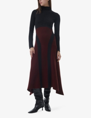 LEEM: Patterned High-Neck Knitted Maxi Dress