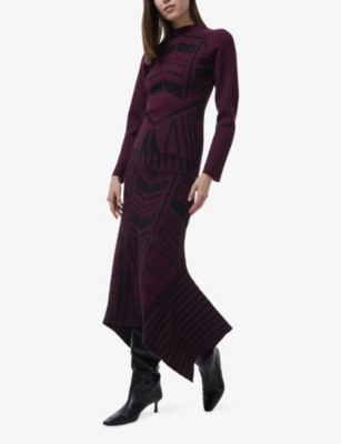 LEEM: Geometric Handkerchief Knitted Midi Skirt