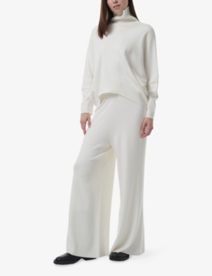 LEEM: Elasticated-Waist Wide-Leg Knitted Trousers