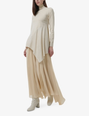 LEEM: High-Neck Handkerchief-Hem Knitted Tunic
