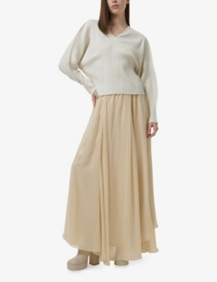 Leem Womens  Long-sleeve Plissé Top In White