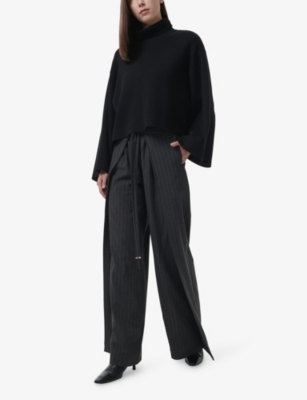 LEEM: Draped Wide-Leg Woven Trousers