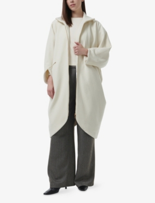 LEEM: High-Neck Tulip-Hem Cotton-Blend Coat