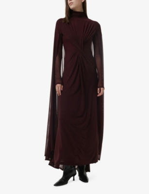 LEEM: Fit and Flare Cape Woven Maxi Dress