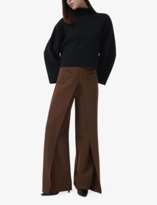 LEEM: Drape-Panel Wide-Leg Woven Trousers