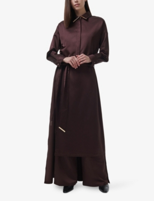 LEEM: Overlay-Skirt Wide Leg Woven Trousers