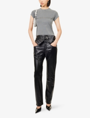 Alexander Wang Omens  Hotfix Short-sleeves Cotton-jersey T-shirt In Gray