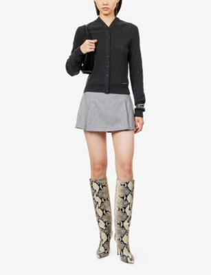 Alexander Wang Omens  Button-up V-neck Stretch-wool Blend Cardigan In Black