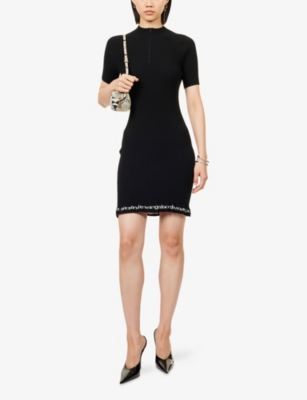 Alexander Wang Women Logo Half Zip Dress In Black
