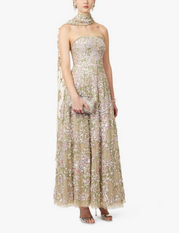 Dream Garland Floral-Sequinned Mesh Gown
