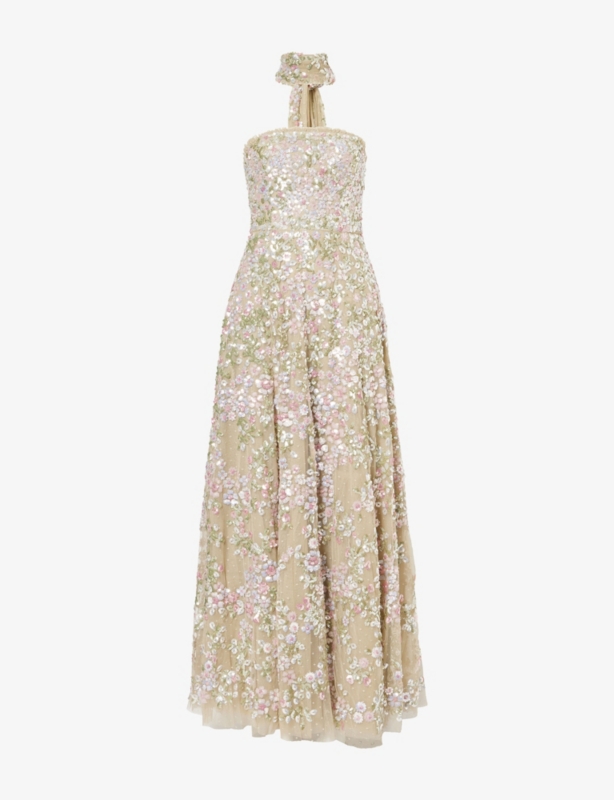 Dream Garland Floral-Sequinned Mesh Gown