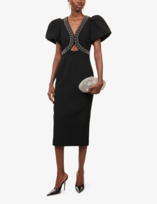 REBECCA VALLANCE: NYX Puff-Sleeve Crepe Midi Dress