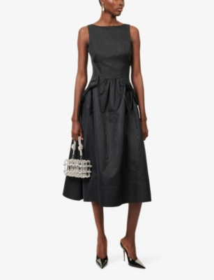 REBECCA VALLANCE: Narcissa Bow-Embroidered Taffeta Midi Dress