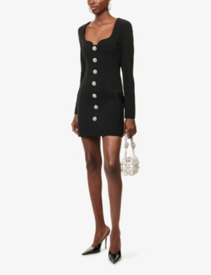 REBECCA VALLANCE: Annaleigh Diamante-Embellished Bonded-Crepe Mini Dress