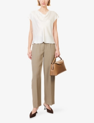 Vince Womens Off White Cowl-neck Cap-sleeves Silk Top Xs In White