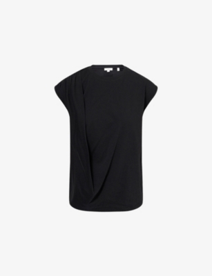 Womens Vince Relaxed Sleeveless Drape Cotton-Jersey Top