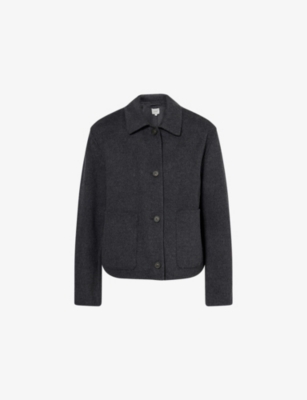 Vince Short Cashmere-wool Jacket In Gray