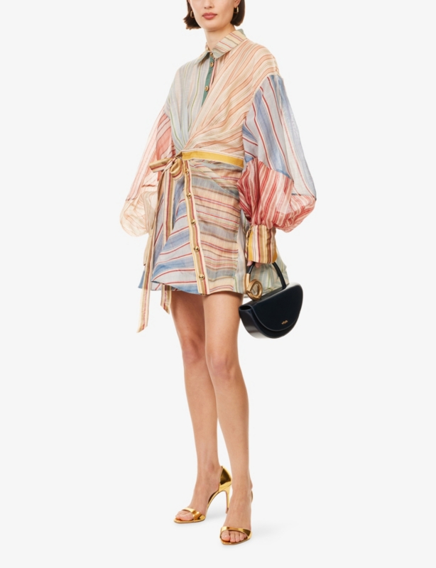 Rebellion Striped Linen And Silk Mini Dress