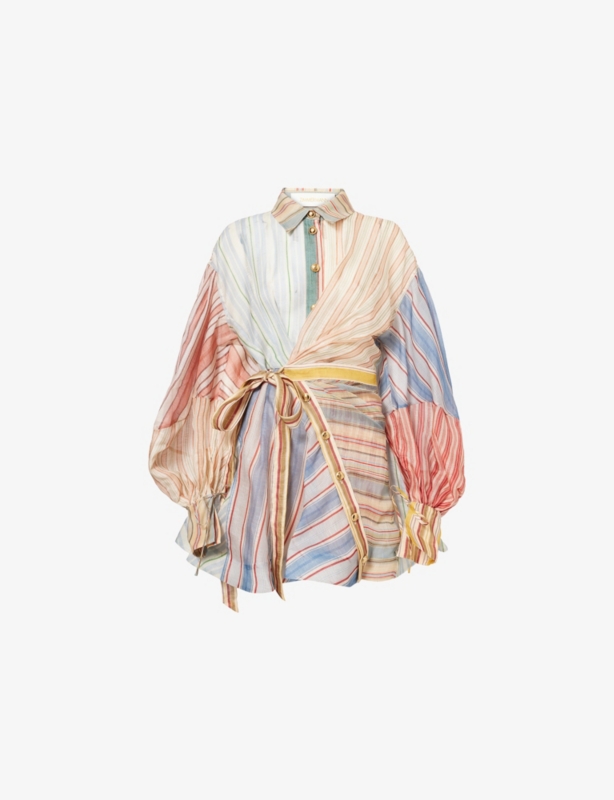 Rebellion Striped Linen And Silk Mini Dress