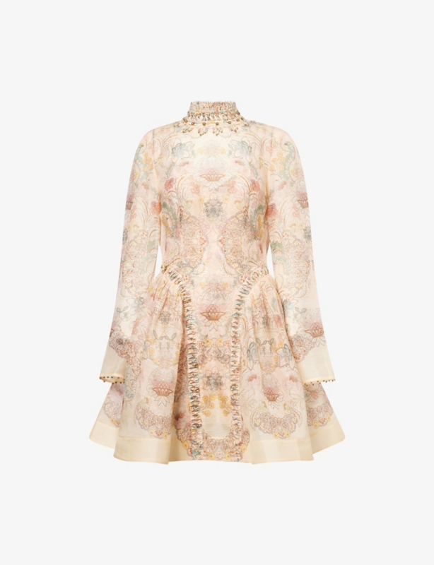 Rebellion Beaded Linen And Silk Mini Dress