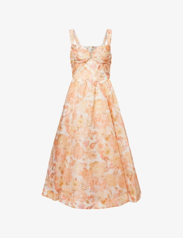 Rebellion Drape Linen And Silk Midi Dress