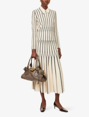 Zimmermann Womens  Rebellion Striped Knitted Polo Shirt In White