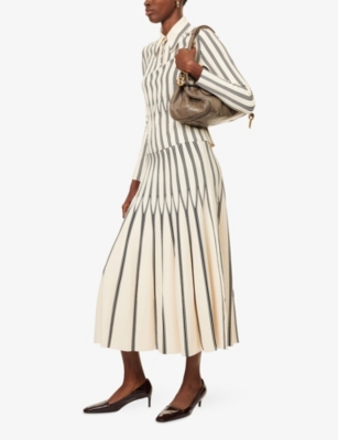 Zimmermann Womens Cream Stripe Rebellion Striped Knitted Midi Skirt In Neutral