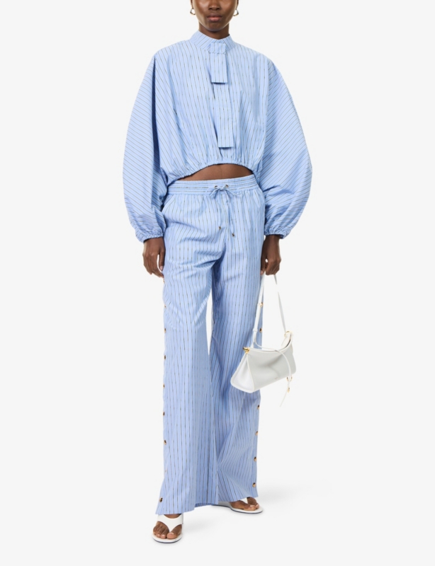 Stripe Long-Sleeve Woven Blouse