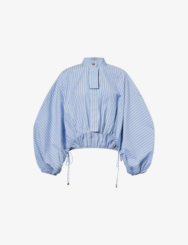 Stripe Long-Sleeve Woven Blouse