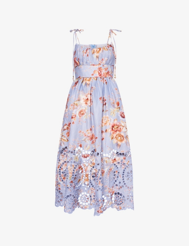 Awaken Picnic Floral Linen Midi Dress