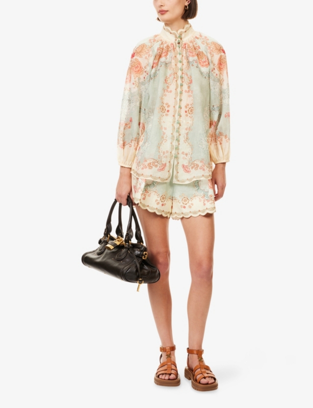 Daylight Balloon-Sleeves Woven Blouse