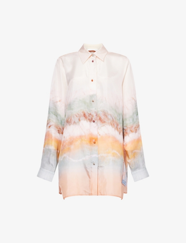Relaxed-Fit Tie-Dye Silk Shirt