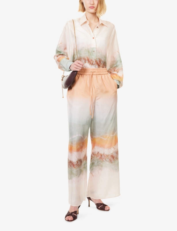 Relaxed-Fit Tie-Dye Silk Trousers