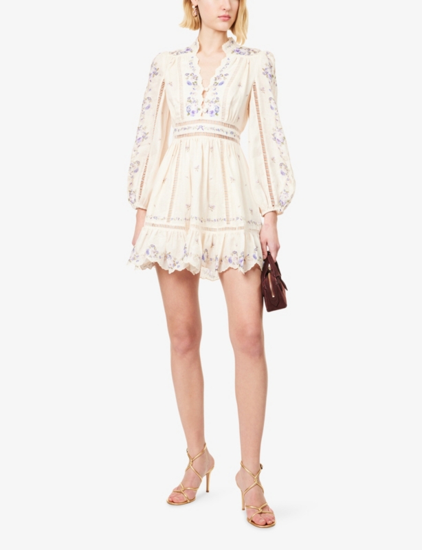 Patience Plunge Linen Mini Dress