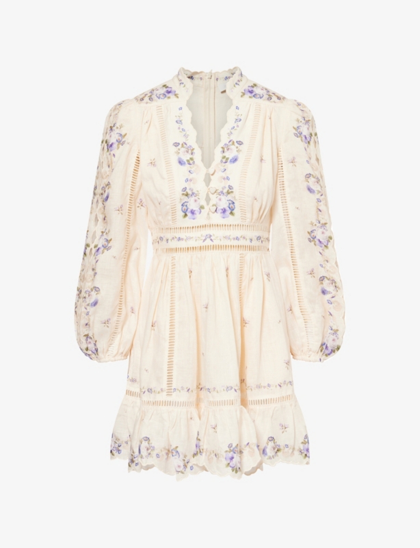 Patience Plunge Linen Mini Dress