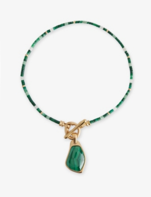 ZIMMERMANN: Ore 16ct Gold-Plated Brass Malachite Pendant Necklace