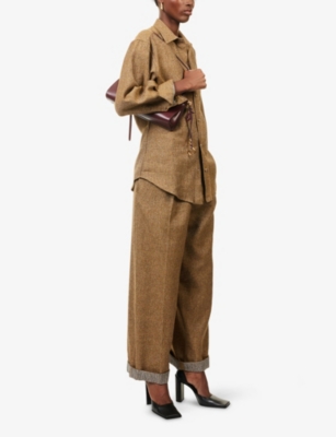 Darkpark Womens Mustard Danielle Wide-leg Linen And Cashmere-blend Trousers In Brown