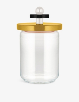 ALESSI: Multi Storage Beechwood And Glass Jar