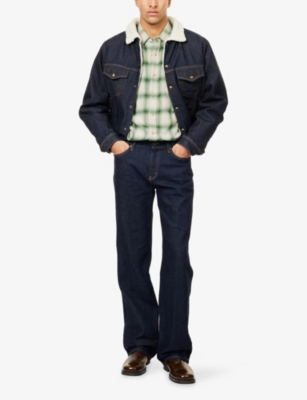 Austin Post Mens  Western Plaid Cotton-wool Blend Shirt In Green