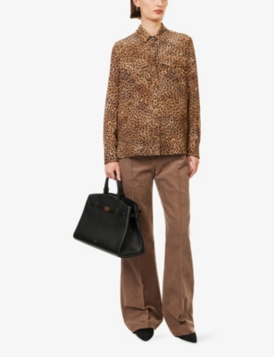 WEEKEND MAX MARA: Leopard-print Long-Sleeve Silk Blouse
